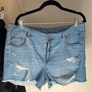 American Eagle Outfitters Women's Ripped Jean Shorts - Light Blue